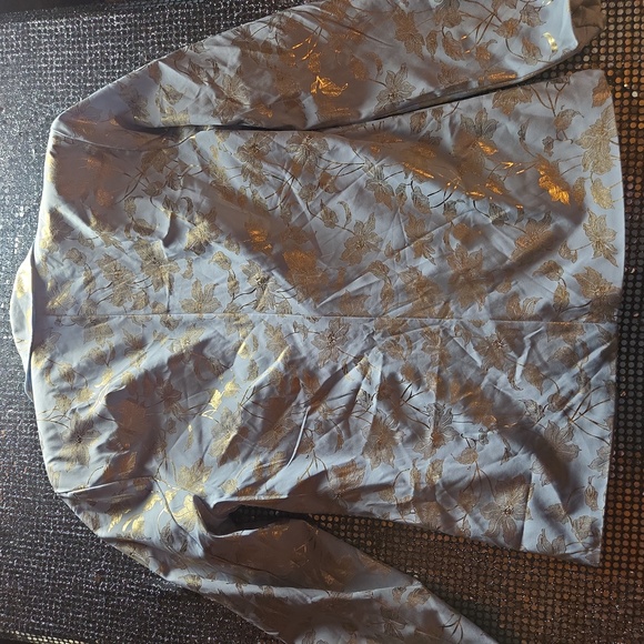 Manfinity Pastel Eggshell Blue Gold Metallic Floral Suit Coat Blazer - Picture 9 of 15